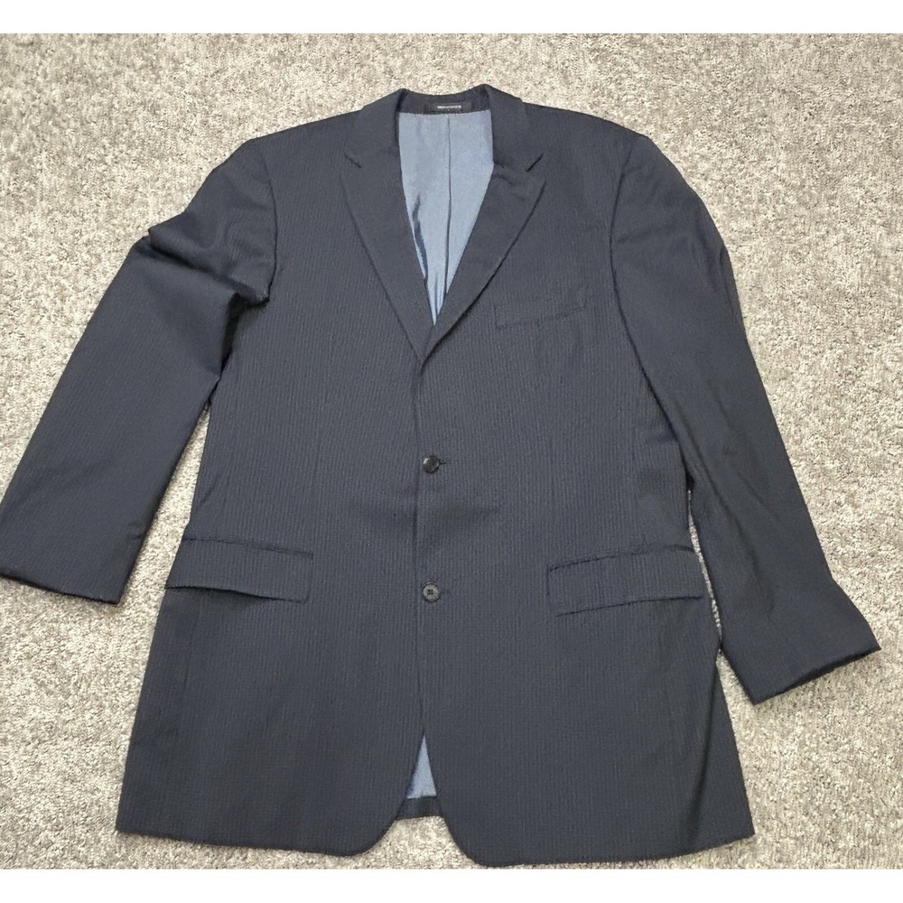 Hugo Boss Pasolini Movie Mens Suit 44L Check‎ Gray Blue Black Wool Coat Jacket - Picture 2 of 9